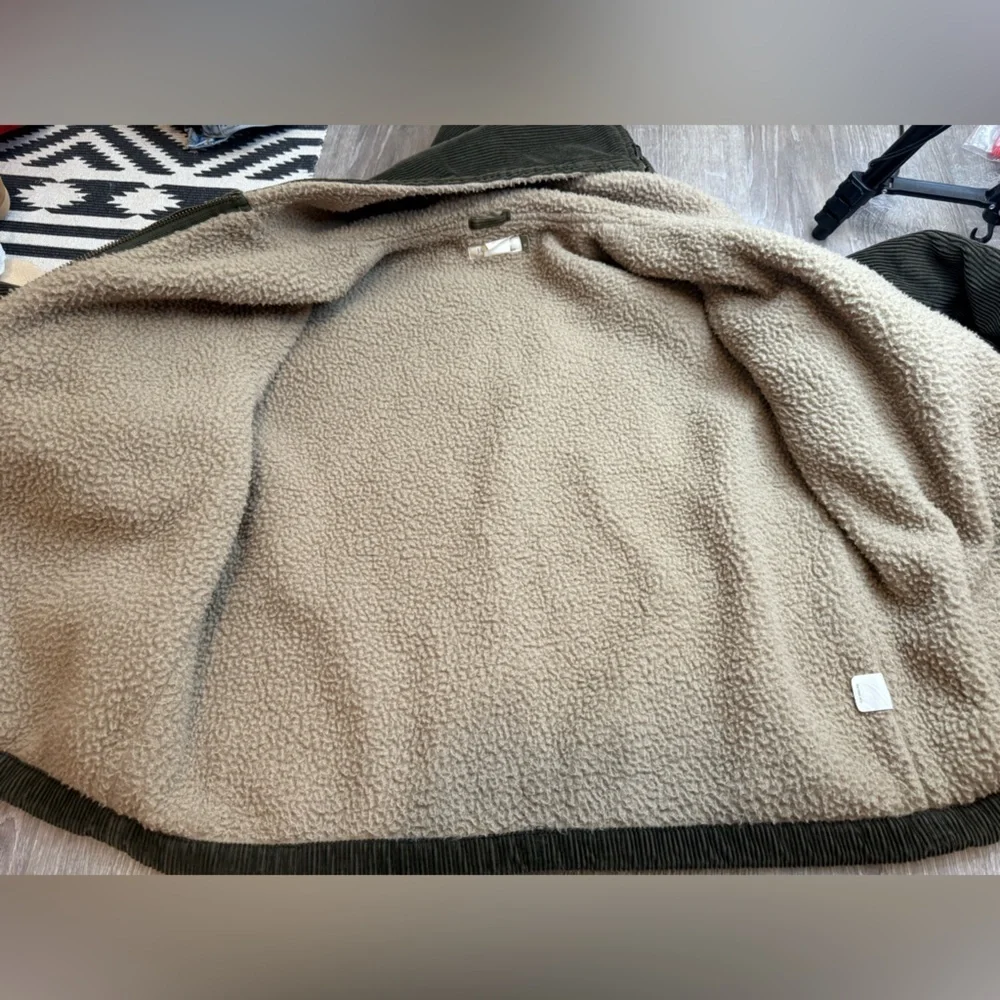 Vintage J. CrewY2k 90s Corduroy Sherpa lined Zip Hood Jacket Medium